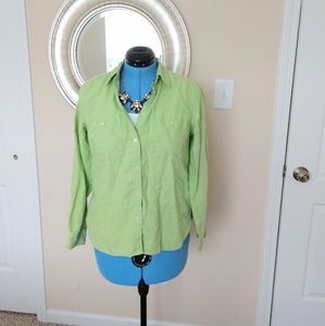 Ralph Lauren Linen Green Button down shirt size L